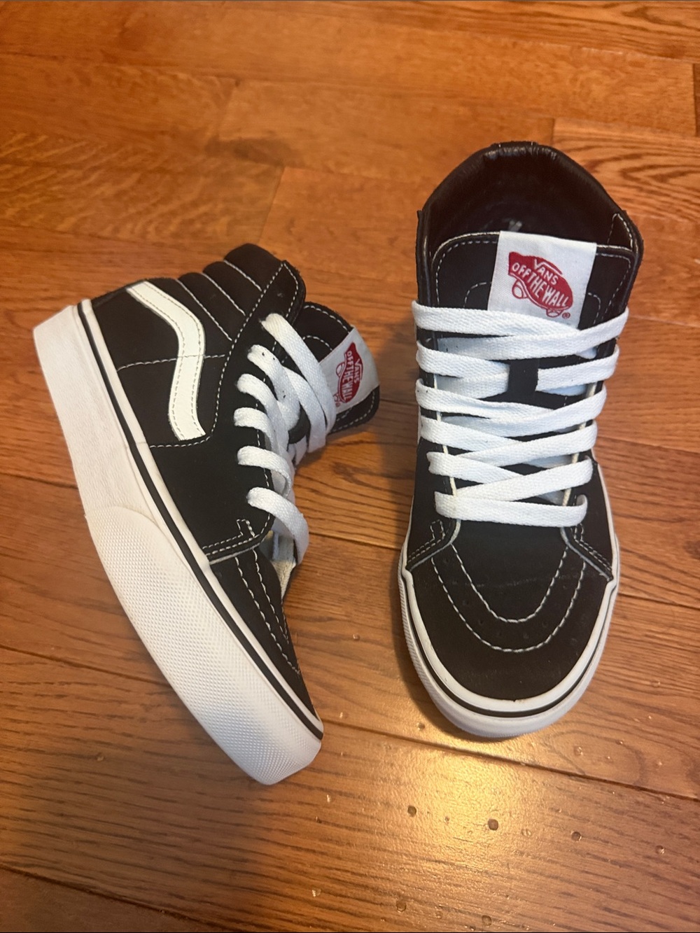 Vans kids Black & White High-Top Skate Sneakers